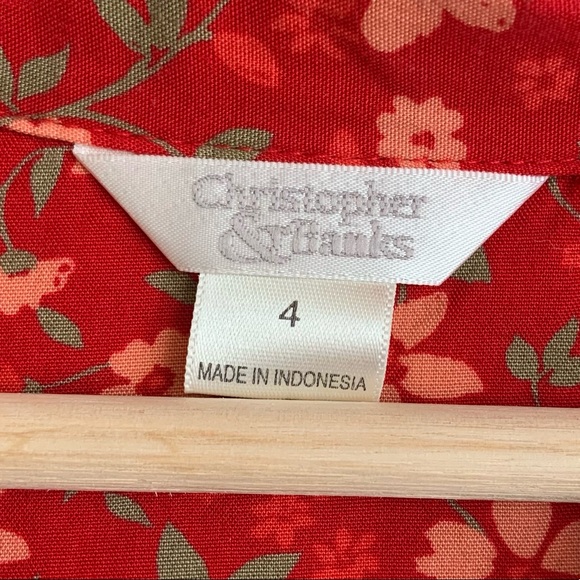 Christopher & Banks Dress size 4, Flower Print Red - Picture 13 of 17